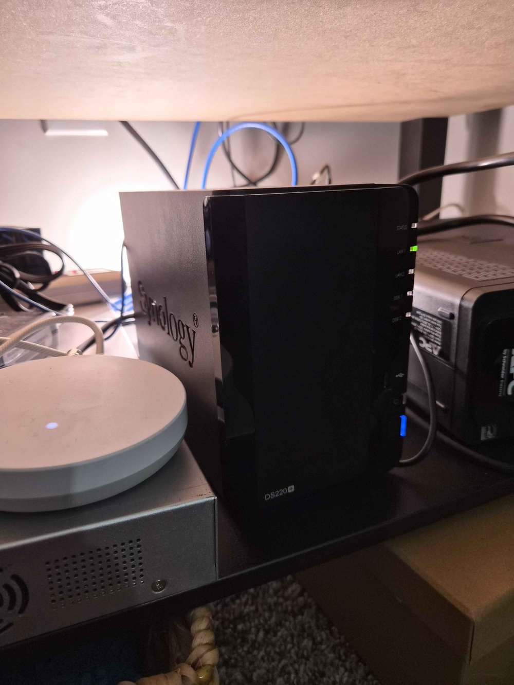 The Synology DS220+ NAS in the earlier lab setup